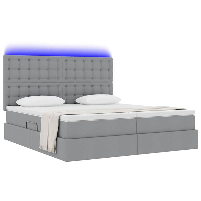 Pat cu lumini cu bandă LED Gri deschis 180 x 200 cm țesătură - WALTI WALTI
