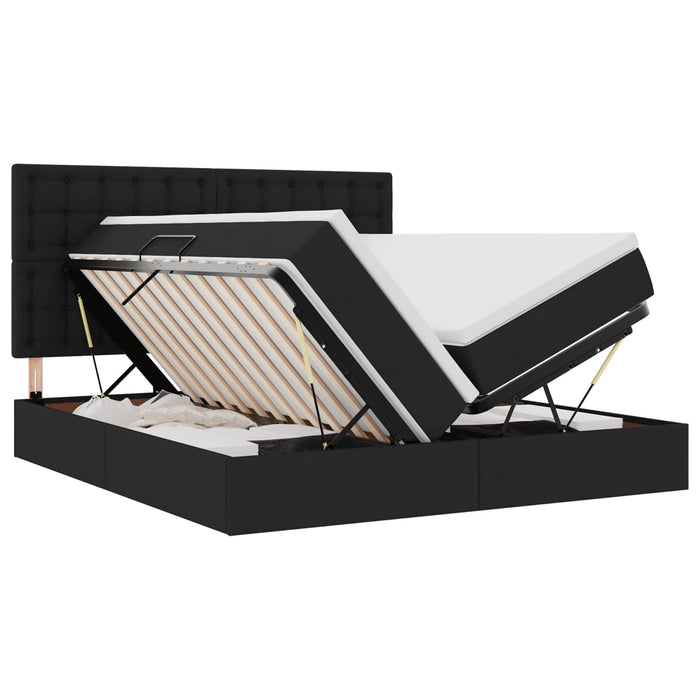Pat cu lumini cu bandă LED Negru 180 x 200 cm țesătură - WALTI WALTI