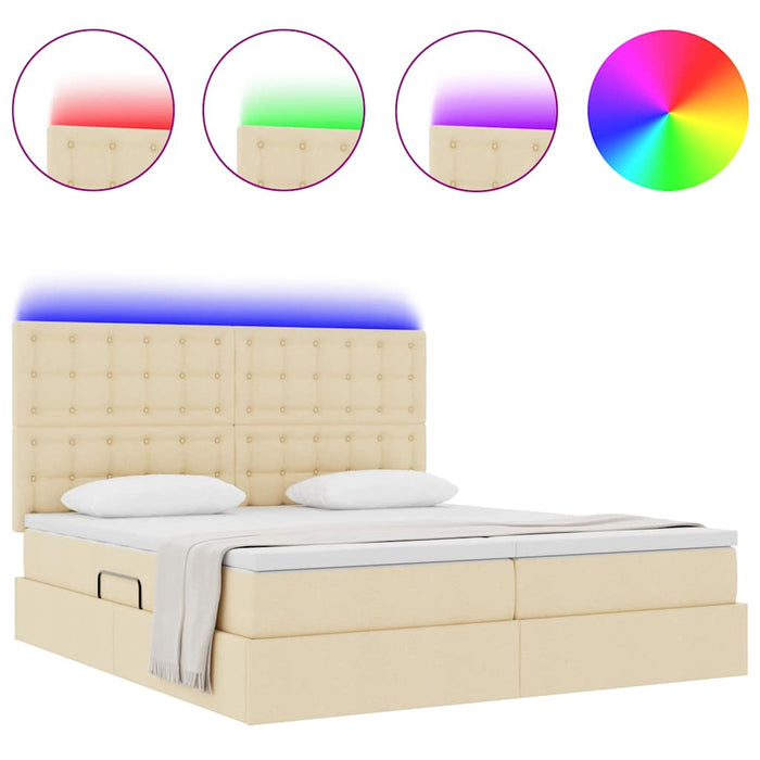 Pat cu lumini cu bandă LED Creme 180 x 200 cm țesătură - WALTI WALTI