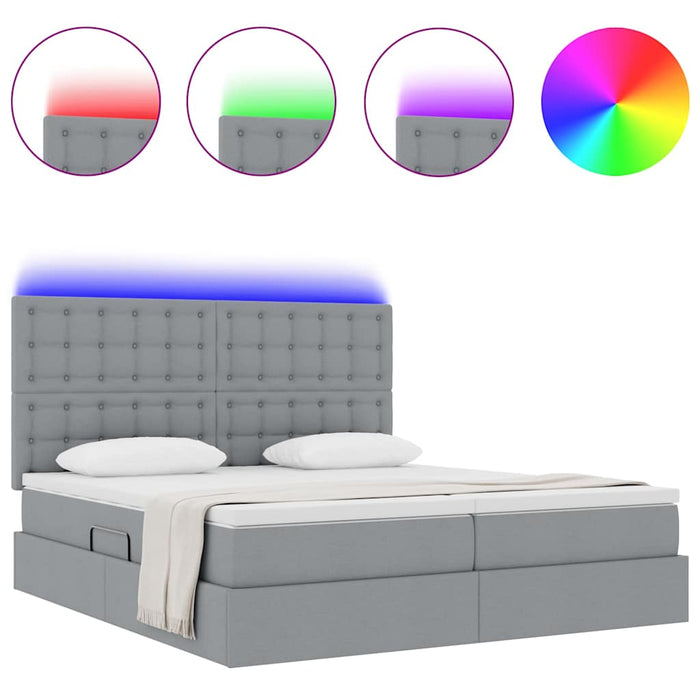 Pat cu lumini cu bandă LED Gri deschis 200 x 200 cm țesătură - WALTI WALTI