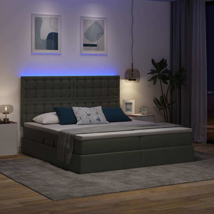 Pat cu lumini cu bandă LED Gri închis 200 x 200 cm țesătură - WALTI WALTI
