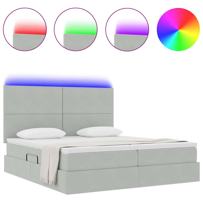 Pat cu lumini cu bandă LED Gri deschis 180 x 200 cm Catifea - WALTI WALTI
