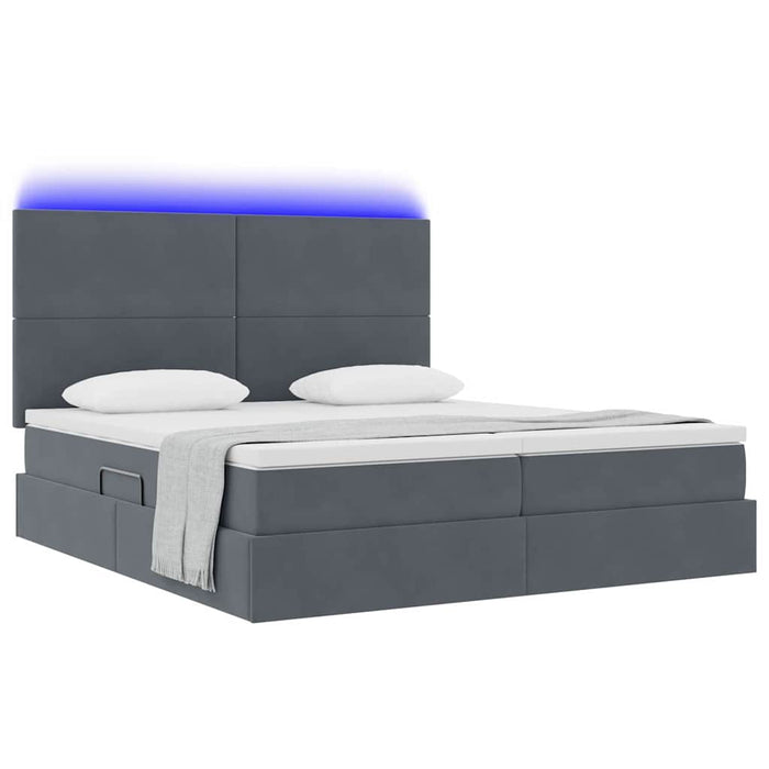Pat cu lumini cu bandă LED Gri închis 180 x 200 cm Catifea - WALTI WALTI