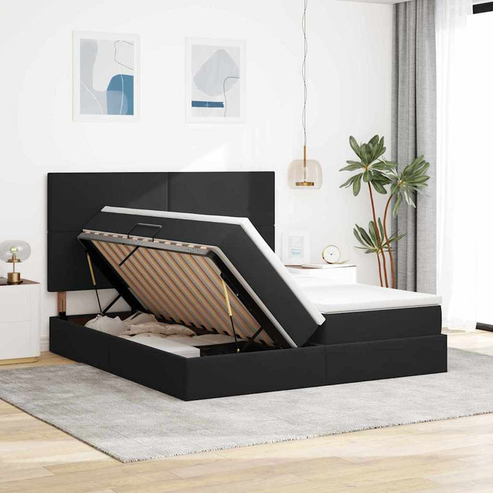 Pat cu lumini cu bandă LED Negru 180 x 200 cm Catifea - WALTI WALTI