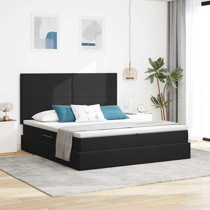 Pat cu lumini cu bandă LED Negru 200 x 200 cm Catifea - WALTI WALTI