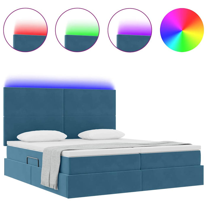 Pat cu lumini cu bandă LED Albastru închis 200 x 200 cm Catifea - WALTI WALTI