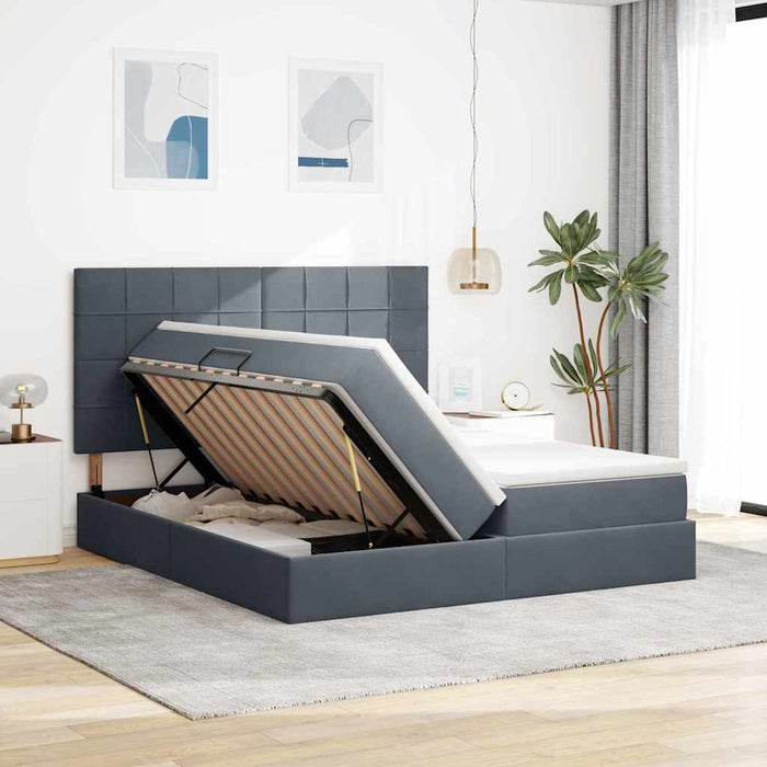 Pat cu lumini cu bandă LED Gri închis 180 x 200 cm Catifea - WALTI WALTI