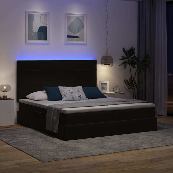 Pat cu lumini cu bandă LED Negru 180 x 200 cm Catifea - WALTI WALTI