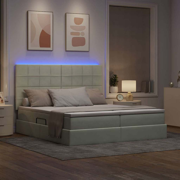 Pat cu lumini cu bandă LED Gri deschis 200 x 200 cm Catifea - WALTI WALTI