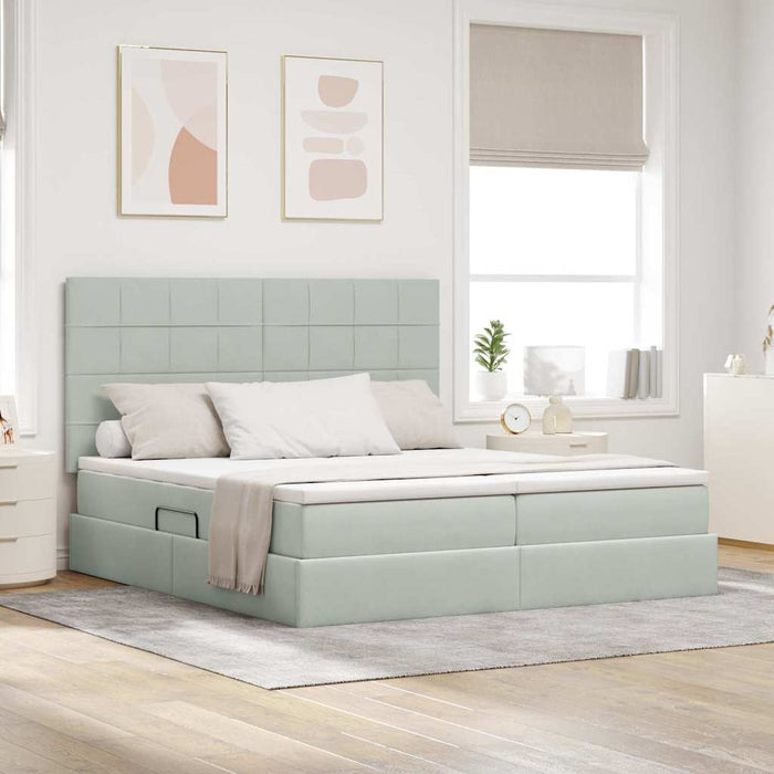 Pat cu lumini cu bandă LED Gri deschis 200 x 200 cm Catifea - WALTI WALTI