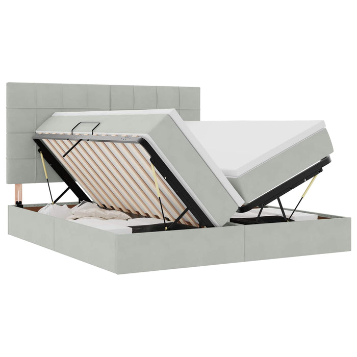 Pat cu lumini cu bandă LED Gri deschis 200 x 200 cm Catifea - WALTI WALTI