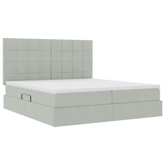 Pat cu lumini cu bandă LED Gri deschis 200 x 200 cm Catifea - WALTI WALTI