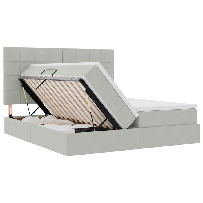 Pat cu lumini cu bandă LED Gri deschis 200 x 200 cm Catifea - WALTI WALTI