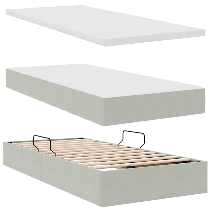 Pat cu lumini cu bandă LED Gri deschis 200 x 200 cm Catifea - WALTI WALTI