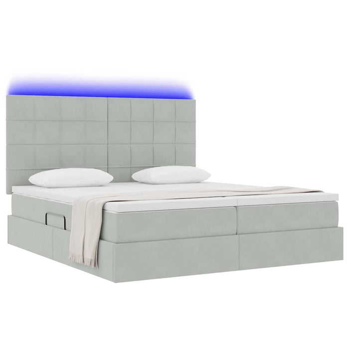 Pat cu lumini cu bandă LED Gri deschis 200 x 200 cm Catifea - WALTI WALTI