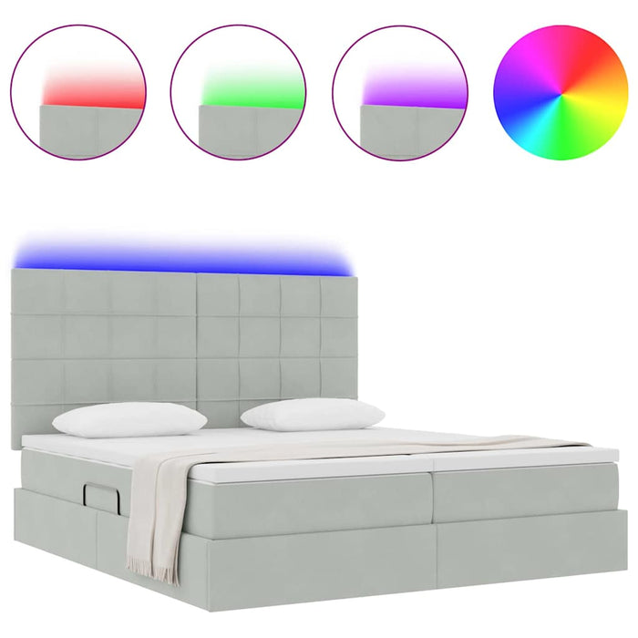 Pat cu lumini cu bandă LED Gri deschis 200 x 200 cm Catifea - WALTI WALTI