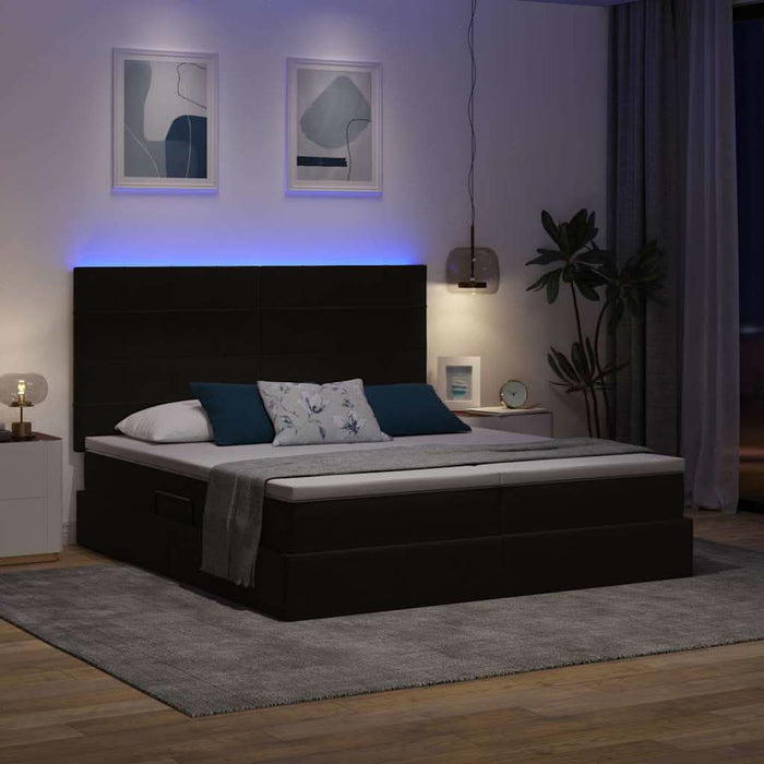Pat cu lumini cu bandă LED Negru 200 x 200 cm Catifea - WALTI WALTI
