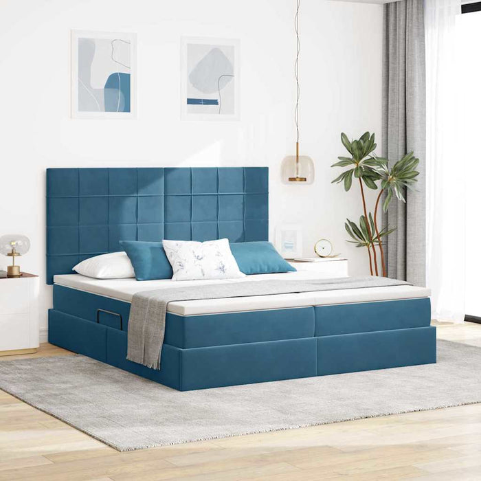 Pat cu lumini cu bandă LED Albastru închis 200 x 200 cm Catifea - WALTI WALTI