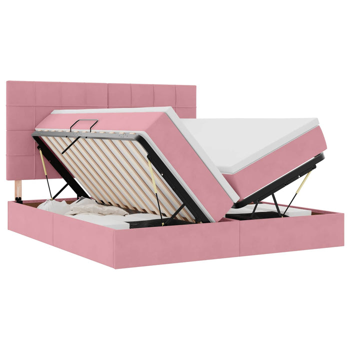 Pat cu lumini cu bandă LED Roz 200 x 200 cm Catifea - WALTI WALTI