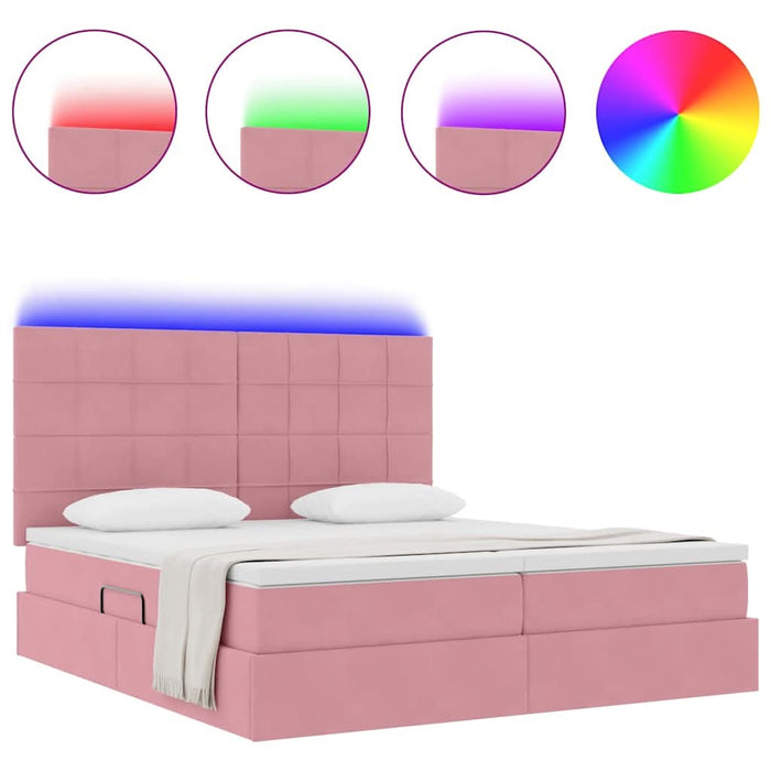 Pat cu lumini cu bandă LED Roz 200 x 200 cm Catifea - WALTI WALTI