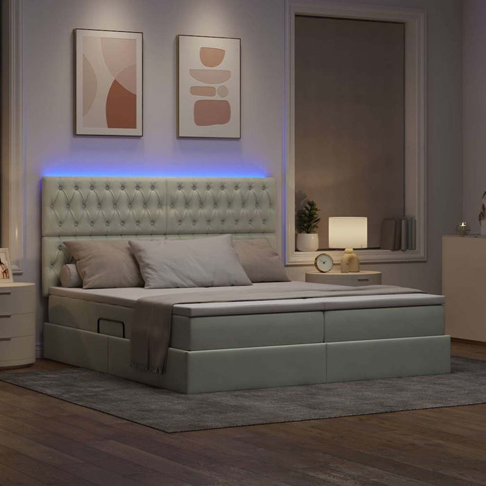Pat cu lumini cu bandă LED Gri deschis 180 x 200 cm Catifea - WALTI WALTI
