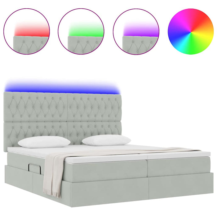 Pat cu lumini cu bandă LED Gri deschis 180 x 200 cm Catifea - WALTI WALTI