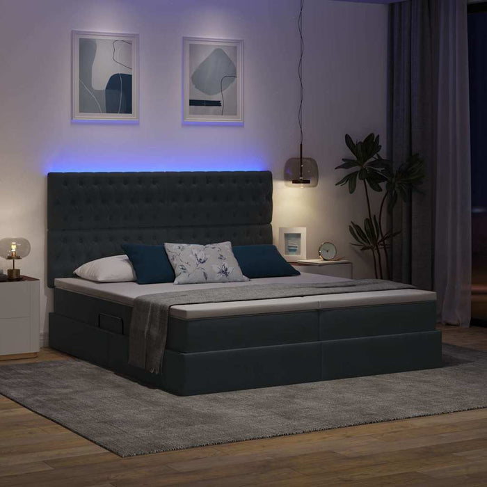 Pat cu lumini cu bandă LED Gri închis 180 x 200 cm Catifea - WALTI WALTI