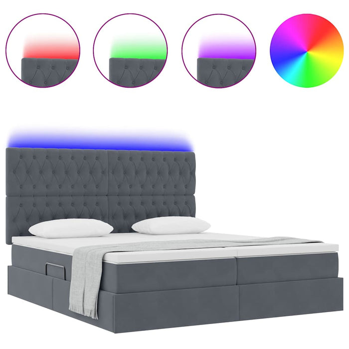 Pat cu lumini cu bandă LED Gri închis 180 x 200 cm Catifea - WALTI WALTI