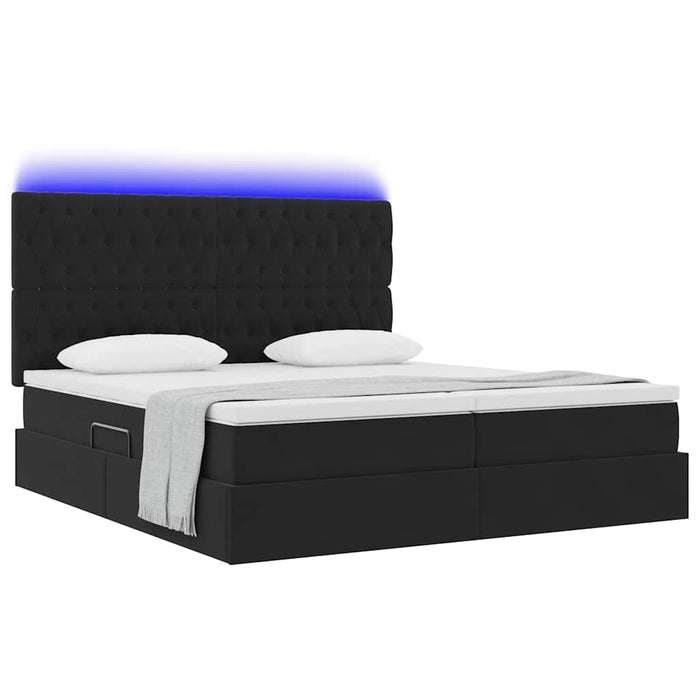 Pat cu lumini cu bandă LED Negru 180 x 200 cm Catifea - WALTI WALTI