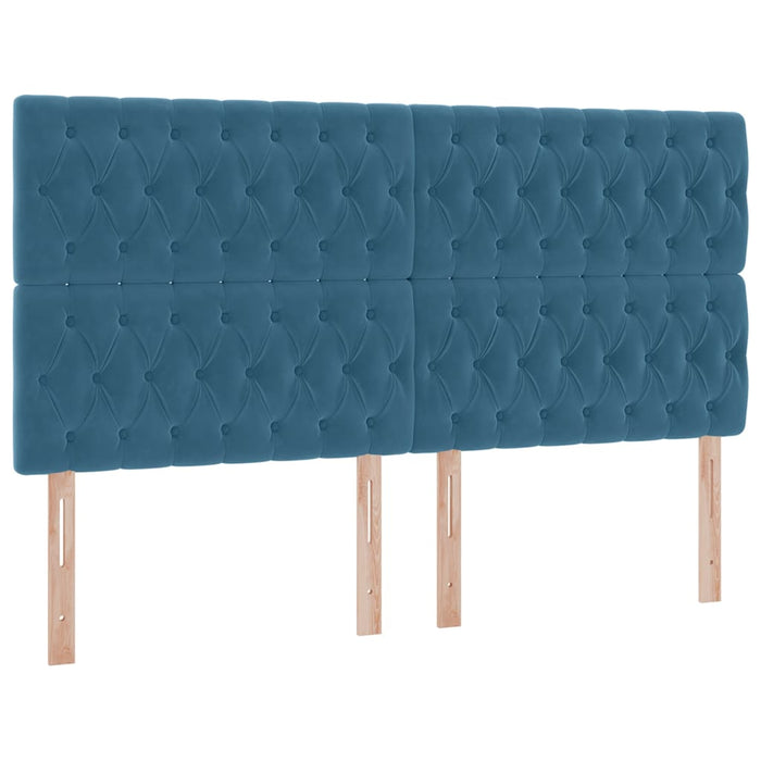 Pat cu LED și saltea Albastru închis 180 x 200 cm Catifea WALTI