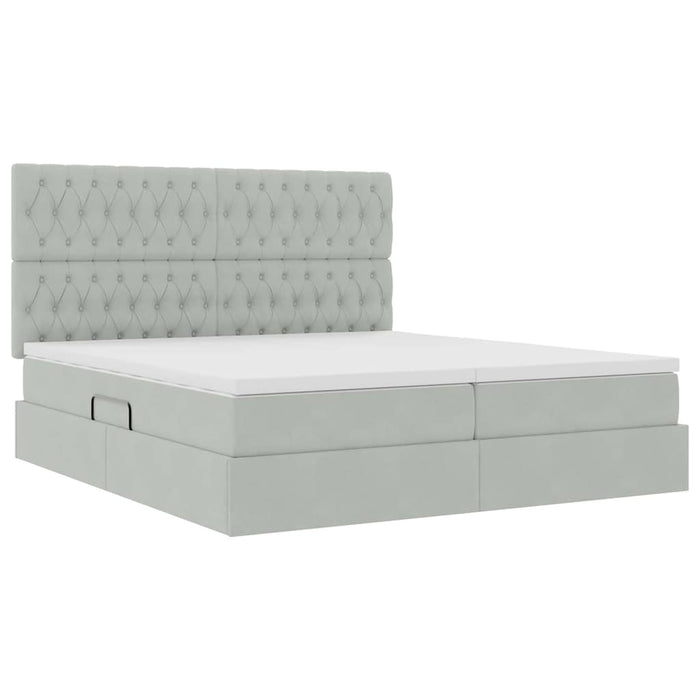 Pat cu lumini cu bandă LED Gri deschis 200 x 200 cm Catifea - WALTI WALTI