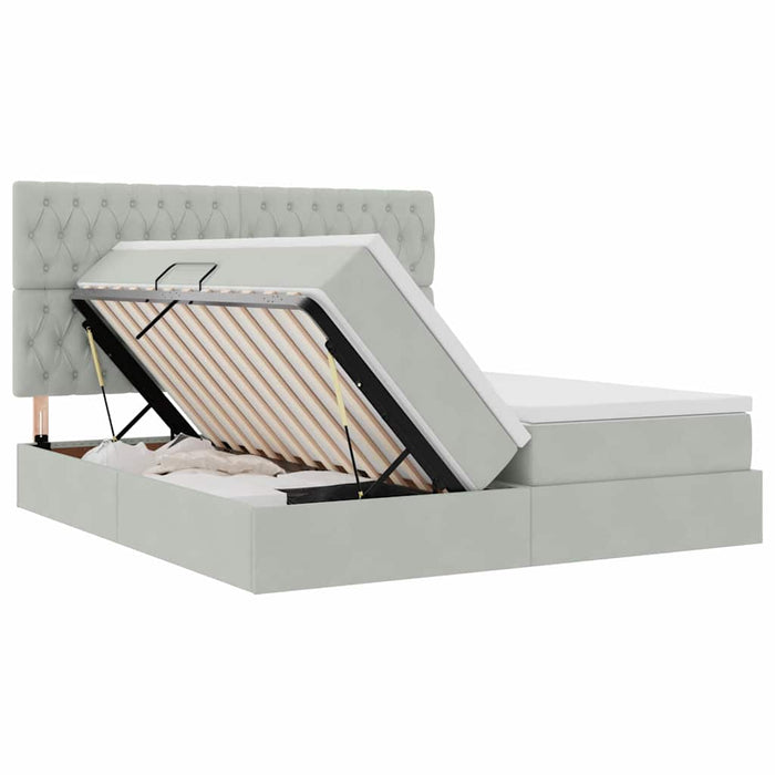 Pat cu lumini cu bandă LED Gri deschis 200 x 200 cm Catifea - WALTI WALTI