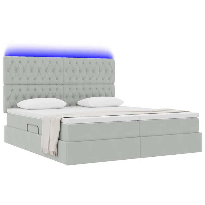 Pat cu lumini cu bandă LED Gri deschis 200 x 200 cm Catifea - WALTI WALTI