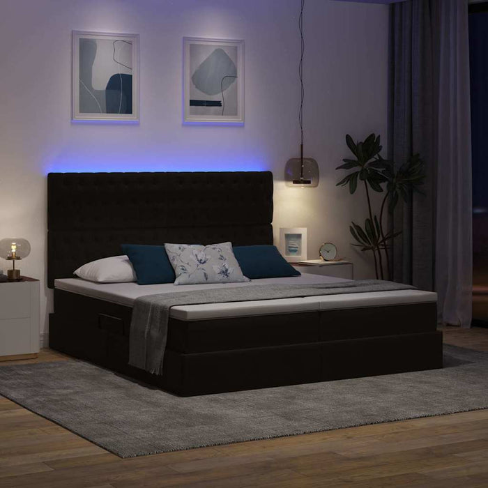 Pat cu lumini cu bandă LED Negru 200 x 200 cm Catifea - WALTI WALTI