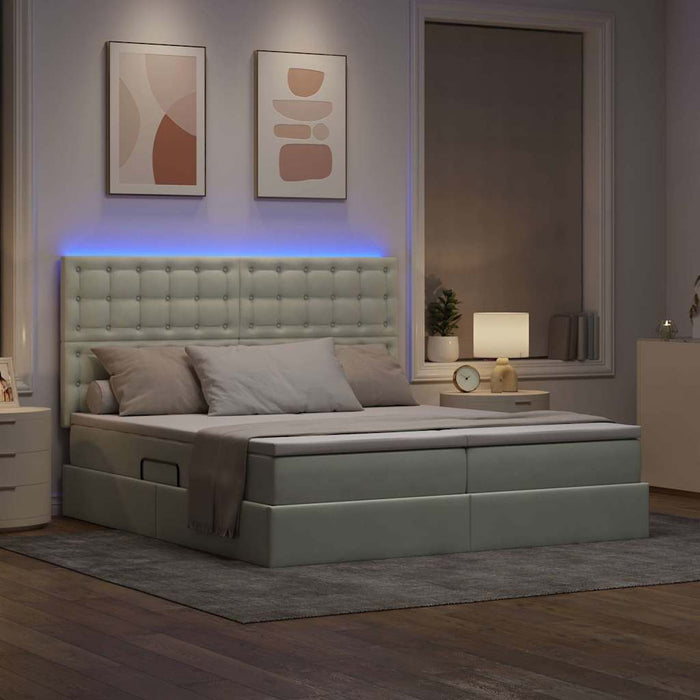 Pat cu lumini cu bandă LED Gri deschis 180 x 200 cm Catifea - WALTI WALTI