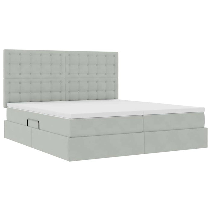 Pat cu lumini cu bandă LED Gri deschis 180 x 200 cm Catifea - WALTI WALTI