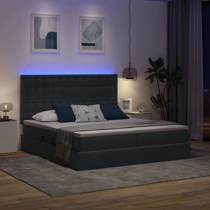 Pat cu lumini cu bandă LED Gri închis 180 x 200 cm Catifea - WALTI WALTI