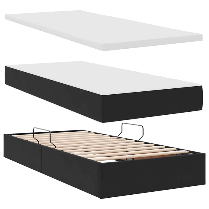 Pat cu lumini cu bandă LED Negru 180 x 200 cm Catifea - WALTI WALTI