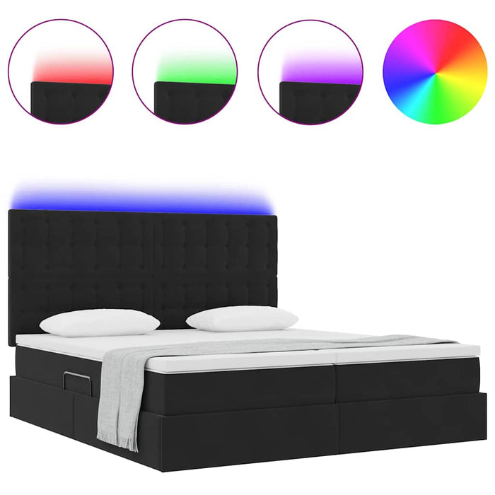 Pat cu lumini cu bandă LED Negru 180 x 200 cm Catifea - WALTI WALTI