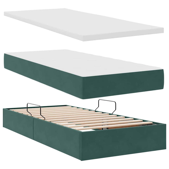 Pat cu lumini cu bandă LED Verde închis 180 x 200 cm Catifea - WALTI WALTI