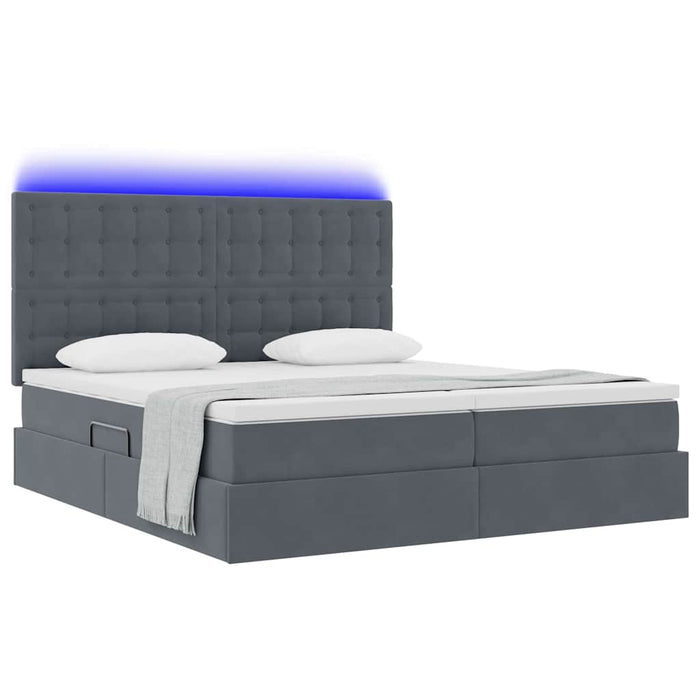 Pat cu lumini cu bandă LED Gri închis 200 x 200 cm Catifea - WALTI WALTI