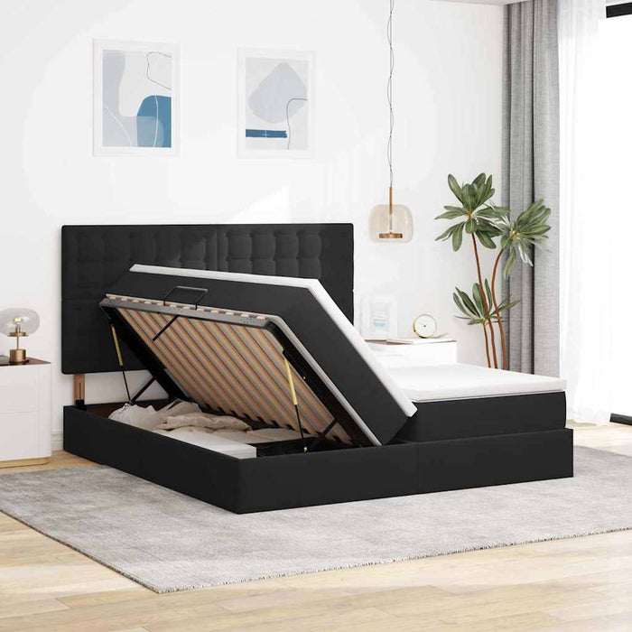Pat cu lumini cu bandă LED Negru 200 x 200 cm Catifea - WALTI WALTI