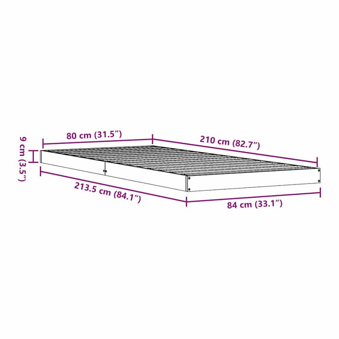 Cadru de pat de podea Alb 80 x 210 cm Lemn masiv de pin - WALTI WALTI