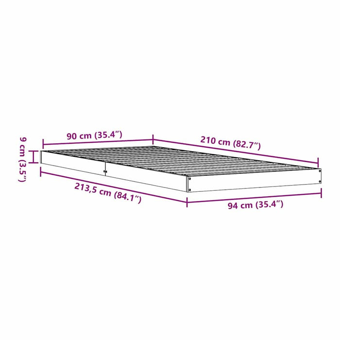 Cadru de pat de podea Alb 90 x 210 cm Lemn masiv de pin - WALTI WALTI