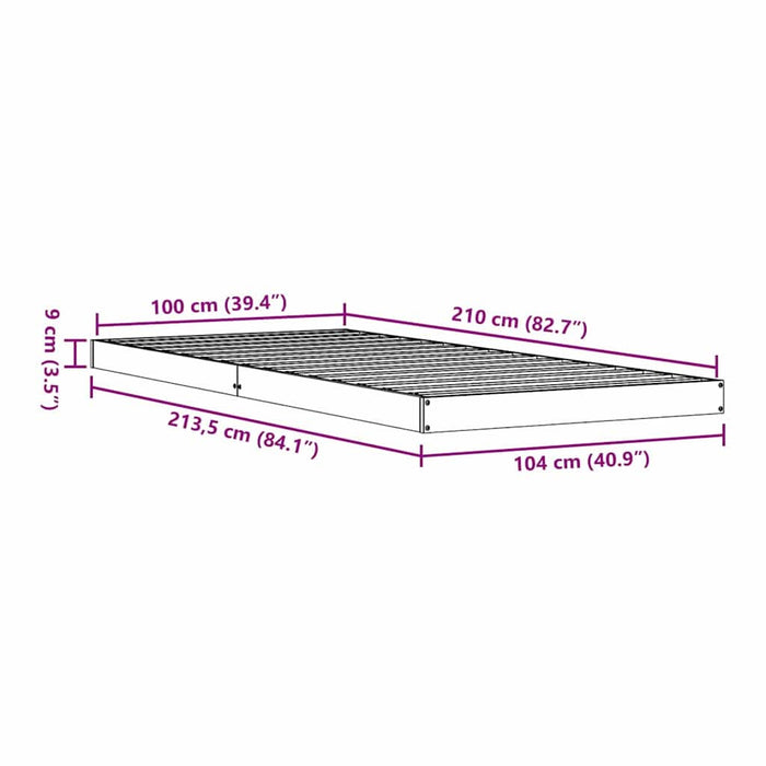 Cadru de pat de podea Alb 100 x 210 cm Lemn masiv de pin - WALTI WALTI