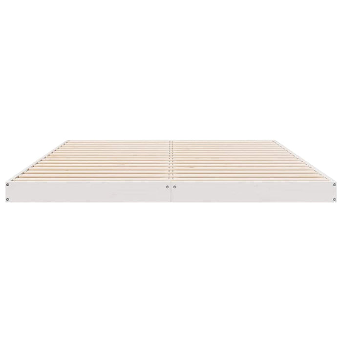 Cadru de pat de podea Alb 160 x 210 cm Lemn masiv de pin - WALTI WALTI