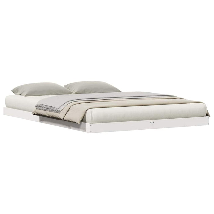 Cadru de pat de podea Alb 160 x 210 cm Lemn masiv de pin - WALTI WALTI