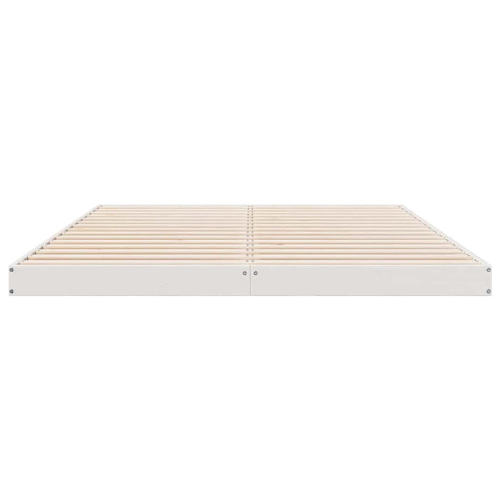 Cadru de pat de podea Alb 160 x 210 cm Lemn masiv de pin - WALTI WALTI