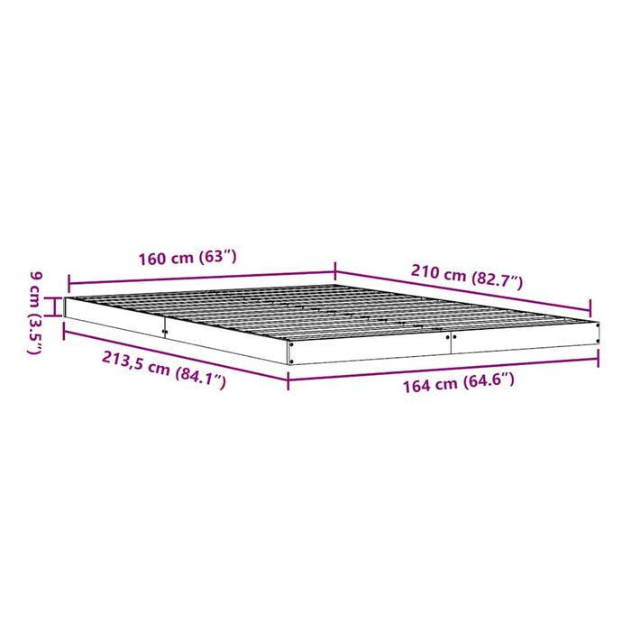 Cadru de pat de podea Alb 160 x 210 cm Lemn masiv de pin - WALTI WALTI