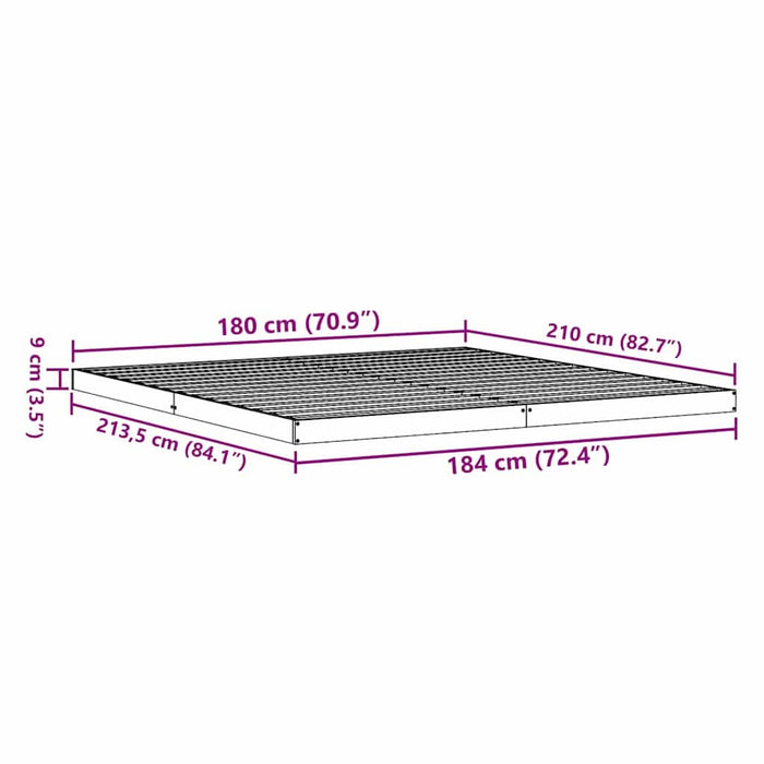 Cadru de pat de podea Alb 180 x 210 cm Lemn masiv de pin - WALTI WALTI